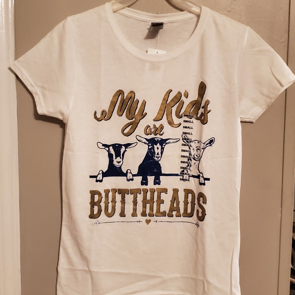"My kids are buttheads" goat t-shirt